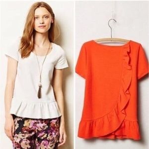 Postmark Orange Peplum Top with Ruffle Back
